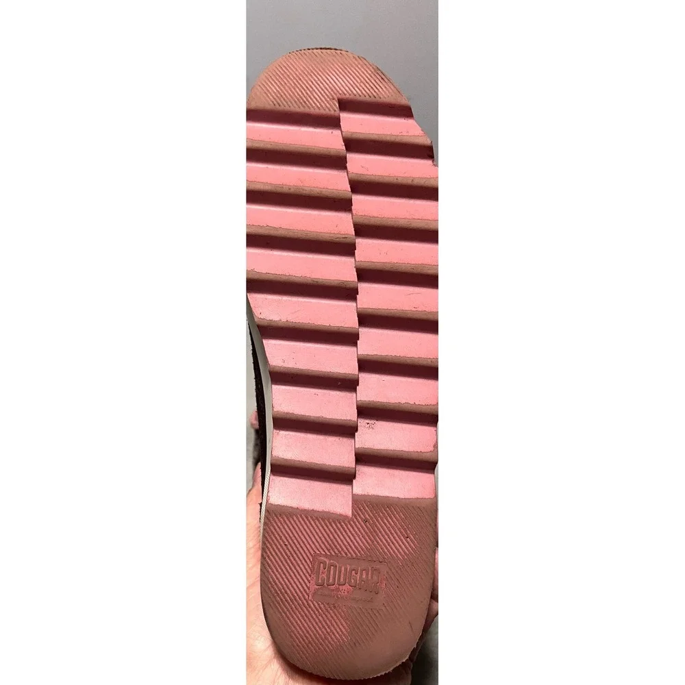 Cougar Women Vanetta Brown Suede Faux Fur Trim Winter Boots Pink Sawtooth Sole 8